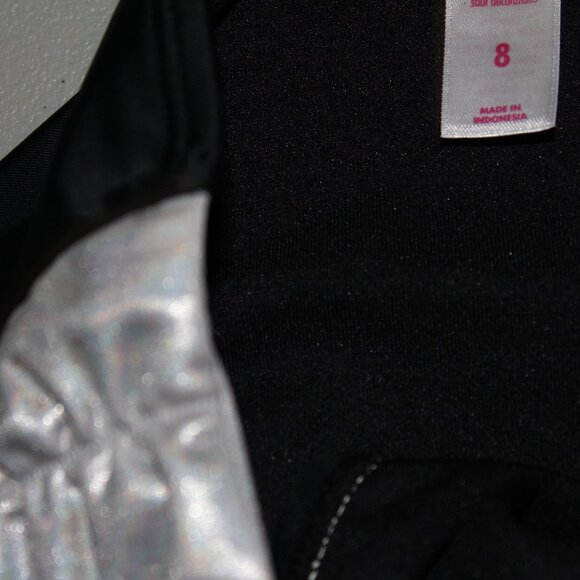 Black & Silver 2 Pcs Justice Tankini Swimsuit Size 8 - Picture 4 of 10